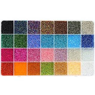 Ybxjges 24000pcs 2 mm glasfr?perler s?t med 28 farver lille perler s?t til piger kvinder og voksne armb?nd halsk?der ?rering smykker, der leverer