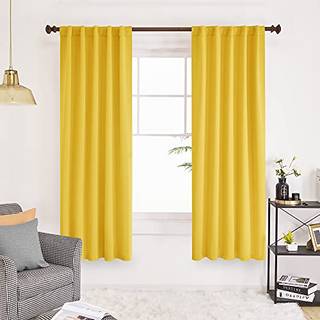 DECONOVO Blackout Curtain Panels til børneværelset Mørkning af ryg og stanglomme gardiner 42WX72L tommer Mellow Yellow 2 -paneler