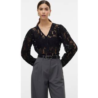 VERO MODA Vmgabena L/S lace shirt Black XS