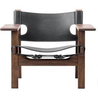 Fredericia Furniture - The Spanish Chair, Oljad valnöt, Svart läder - Lænestole - Børge Mogensen - Sort - Læder/Træ