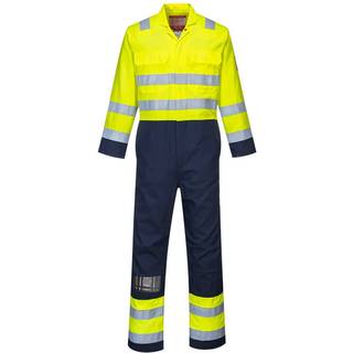 Hi-Vis antistatisk Bizflame Pro kedeldragt - Gul/Marine (Størrelse: L)