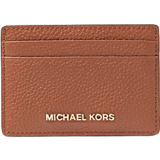 MK Pebbled Leather Card Case - Brown - Michael Kors - ONE SIZE