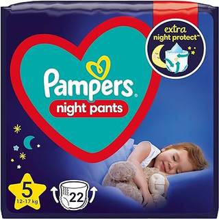 Pampers Night Pants Size 5 buksebleer til engangsbrug Nat 12-17 kg 22 stk. - 22 stk.