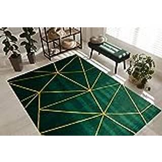 Tæppe EMERALD eksklusiv 1013 glamour, stilfuld geometrisk fløde / guld 80x150 cm
