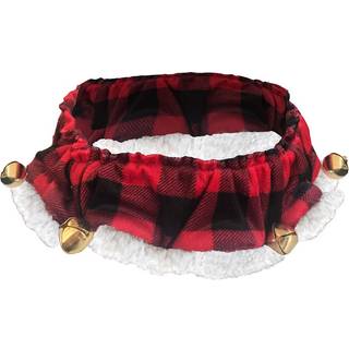 Huxley & Kent Ruff Pet Scrunchy | Buffalo Check (ekstra stor) | Festlig jul/feriehalstøj til hunde/katte | Sjovt strækbart kostume tilbehør | Blø