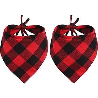 2 stk Hundebandana Jul Pet Trekant Trklde Tilbehr Hagesmkke Rd Sort Plaid