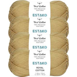 Estako Royal Cotton (4 Skeins Pack) 100% merceriseret Giza Cotton Garn Soft Super Fino til hækling og strikning (4 x 1,76 oz) / (4 x 137 år) (505