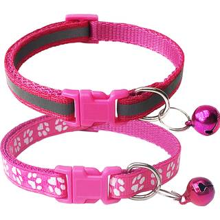 CHBORCHICEN 2-Pack Footprint & Reflective Cat Collar With Bell Basic Dog Cat Collar Buckle Justerbar polyester Cat Dog Collar eller sikkerhedssel