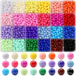 1440pcs 6 mm slikfarve Akrylrunde perler 24 farver Assorterede plastboble Gummperler med hulløse perler Bulk til armbånd Halskæde smykker, der fr