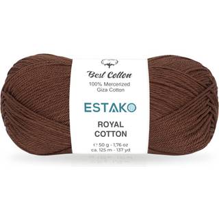 Estako Royal Cotton 100% merceriseret Giza Cotton Yarn Soft Super Fino 1 til hækling og strikning 1,76 oz (50 g) / 137 år (125m) (5085 - Brown)