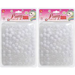 200 pcs perler smykker, der fremstiller kit DIY h?rfletning armb?nds ornamenter h?ndv?rk ekstra store runde pony +2 perler inkluderet (Pearl Whit