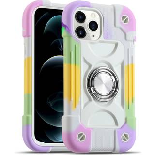 Markill kompatibel med iPhone 12/12 Pro Case 6,1 tommer med Ring Stand Military Grade Drop Protection Heavy Duty Case 3 i 1 Beskyttelsesd?kning t