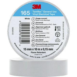 Temflex EL Vinyltape 165 15 mm x 10 m, hvid