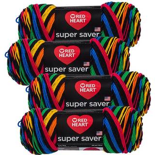 Red Heart Super Saver Yarn (4-Pack 5oz Skeins) (Prim?r Stripe)