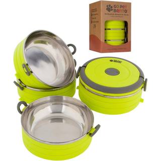 Sundt menneskeligt rejsets kæledyr Bento Bowls-Human-kvalitet Rustfrit stål & BPA-fri lækage-bevis vand- og madbeholder sæt til hunde og katte 4-