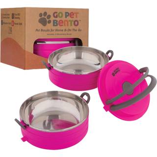 Sundt menneskeligt rejsets k?ledyr Bento Bowls-Human-kvalitet Rustfrit st?l & BPA-fri l?kage-bevis vand- og madbeholder s?t til hunde og katte 2-