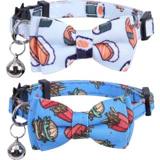 2 pakke/st kattehalsbnd med sd sljfe og klokke til justerbar sikkerhed for Kitty