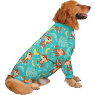 HDE Hundepyjamas One Piece Jumpsuit Letv?gts Dog PJs skjorte til M-3XL Hunde Monkeying Around - 2XL