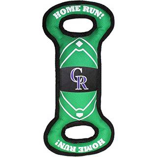 Pets First MLB COLORADO ROCKIES Baseballbane Hundelegetj med dobbeltkantsm og indre SQUEAKER