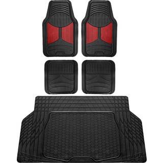 FH Group Monster Eye Full Set Rubber Floor Mats W. Trimmabel vinyl bagagerum foring/lastmåtte sort- fit de fleste bilbils SUV eller van (Bourgogn
