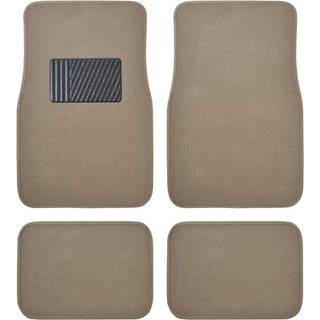 BDK Premium 4pc S?t med t?ppebilgulvm?tter med vinylsikkerhedsh?lpude til biltruck SUV Coupe Sedan Medium Beige (MT-100-MB)
