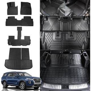 Rongtaod-gulvmåtter kompatible med 2020-2025 Hyundai Palisade Floor Liner Trunk Mat Cargo Mat Cargo Liner Back Seat Cover Protector 2024 Palisade