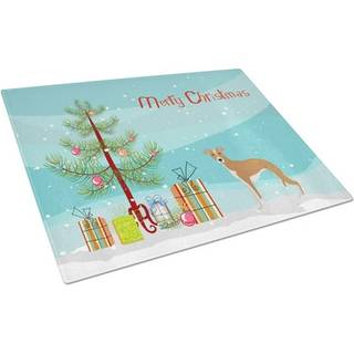 Caroline's Treasures CK3460LCB Italiensk Greyhound Christmas Tree Glass Cutting Board Stor dekorativt tempereret glasskæreskæring og serveringspl