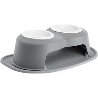 WeatherTech dobbelth?jt fodersystem til k?ledyr med hunde-/kattesk?le i plast - 6"""" h?jt stativ m?rkegr? (PDHC3206DGDG)
