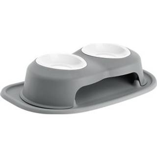 WeatherTech dobbelthjt fodersystem til kledyr med hunde-/katteskle i plast - 4"""" hjt stativ mrkegr (PDHC1604DGDG)