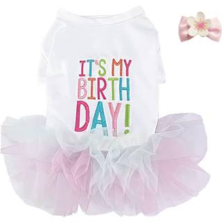 ANIAC Pige Hunde Fdselsdags Tutu Kjoler Hvalp Blondeskrt og hrnl Katte Fdselsdag Prinsesse Kjole Kledyrstj til katte Sm hunde (stor hvid)