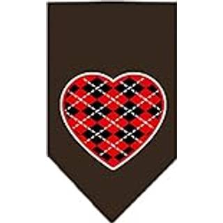 Argyle Heart Red Screen Print Bandana Cocoa Small