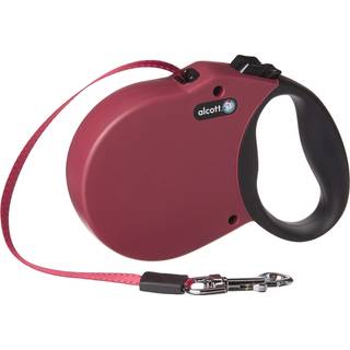 Alcott Adventure Retractable Reflective Belt Leash 16 'Lang lille til hunde op til 45 lbs r?d med sort bl?dt greb h?ndtag RLSH AA SM RD