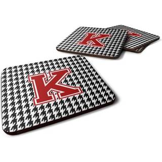 """" Caroline's Treasures CJ1021-KFC Monogram-Houndstooth Foam Coasters (Sæt på 4) indledende K 3.5 """" ""H x 3.5"" """" ""W multicolor"" ""