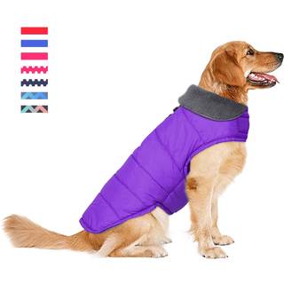 Petglad Dog Winter Coat Vandtæt hundejakke med snorhul Reflekterende varm hunde sne jakke vindtæt fleece vest til små medium store hunde - lilla