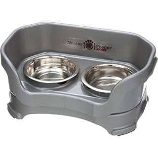 Neater Feeder - Deluxe Model - Mess -Proof Cat Bowls (Cat Gunmetal Grey) - lavet i USA - Forh?jet No Spill Non -Tip -slip h?vet rustfrit st?l mad