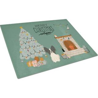 Caroline's Treasures CK7639LCB sort hvid papillon jul alle glasskæringsbræt stort dekorativt tempereret glas køkken skæring og serveringsplade st