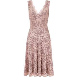 Hot Squash HotSquash Light Pink V-Neck Floral Lace Dress