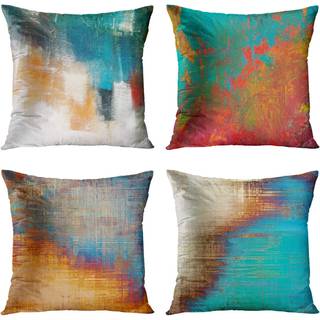 Britimes kaster pude d?kker boligindretning s?t med 4 pude sager stue dekorativ 20 x 20 tommer pude sofa sofa pudehals multi abstrakt bl? orange