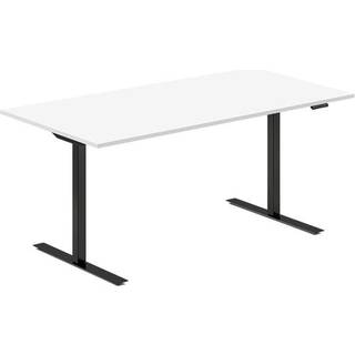 Office hæve-sænkebord 160x80cm hvid med sort stel