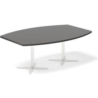 Office konferencebord bådformet 200x120cm antracit med hvid stel