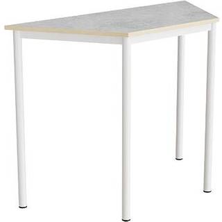 Bord Combi 195, trapezformet, 1200/600x520 mm Højde 900 med lys grå linoleum, hvid stel