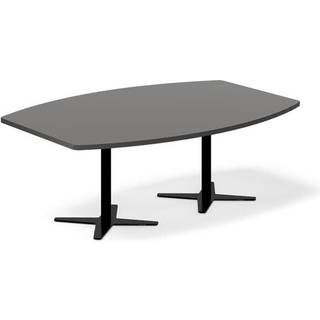 Office konferencebord bådformet 200x120cm antracit med sort stel