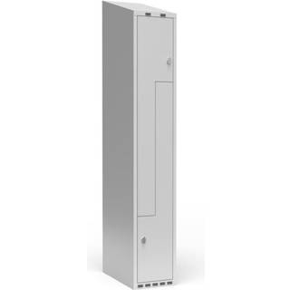 Garderobeskab 1x300 mm Skråt tag, 2-delt søjle Lys grå Z-dør m/cylinderlås