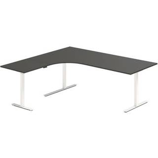 Office hæve-sænkebord 200x180cm i antracit med hvidt stel venstrevendt