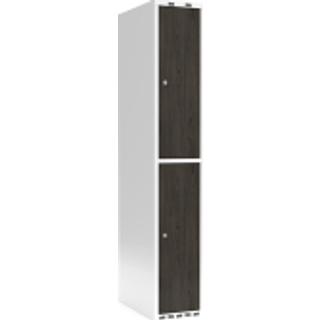 Garderobeskab 1x300 mm Lige tag 2-delt søjle Laminat dør Nocturne wood Cylinderlås