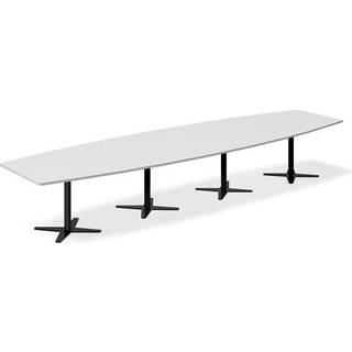 Office konferencebord bådformet 440x120cm lysgrå med sort stel