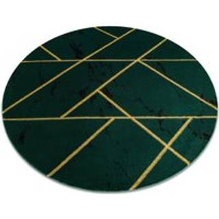 Tæppe EMERALD eksklusiv 1012 cirkel - glamour, stilfuld marmor, geometrisk flaske grøn / guld cirkel 120 cm