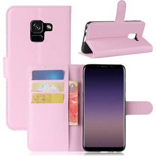 Samsung Galaxy A8 (2018) litchi skin PU læder flip etui - Pink