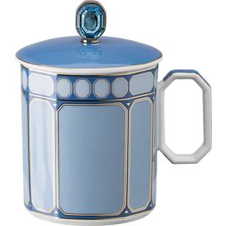 Signum Tasse mit Deckel, Porzellan, Blau