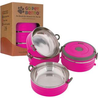 Sundt menneskeligt rejsets kæledyr Bento Bowls-Human-kvalitet Rustfrit stål & BPA-fri lækage-bevis vand- og madbeholder sæt til hunde og katte 4-